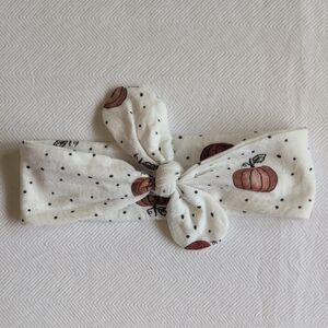 petit lem baby bow headband dotted pumpkins fall stretch cotton 6 months girls